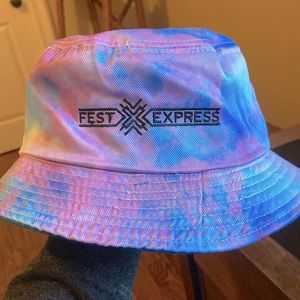 Blue and pink tie-dye 2 sided festival hat